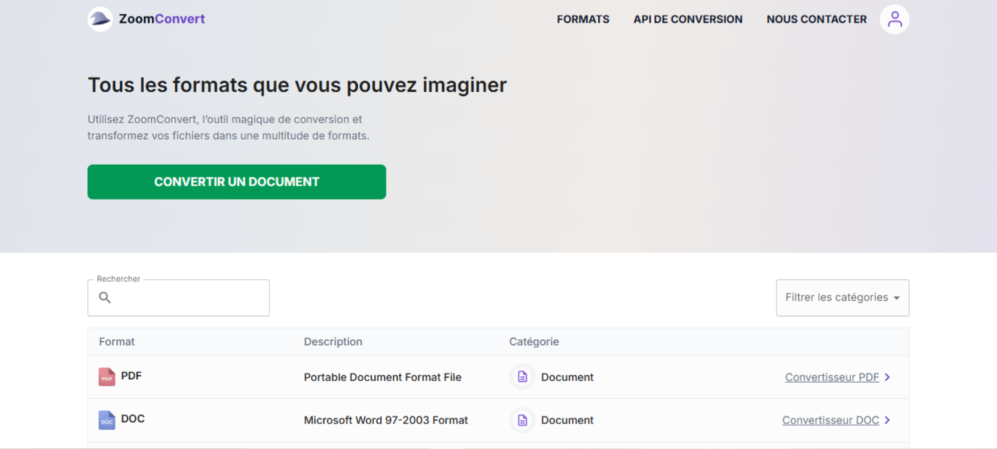 Un simple clic sur le bouton principal permet de lancer la conversion.