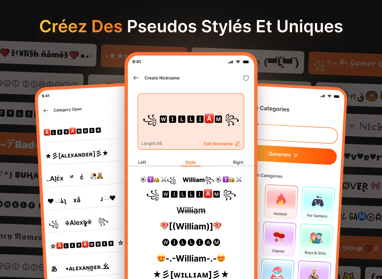 Avec ce générateur de pseudos, laissez libre cours à votre créativité : choisissez un nom, explorez les styles disponibles et personnalisez son apparence selon vos envies. © App's Oceans