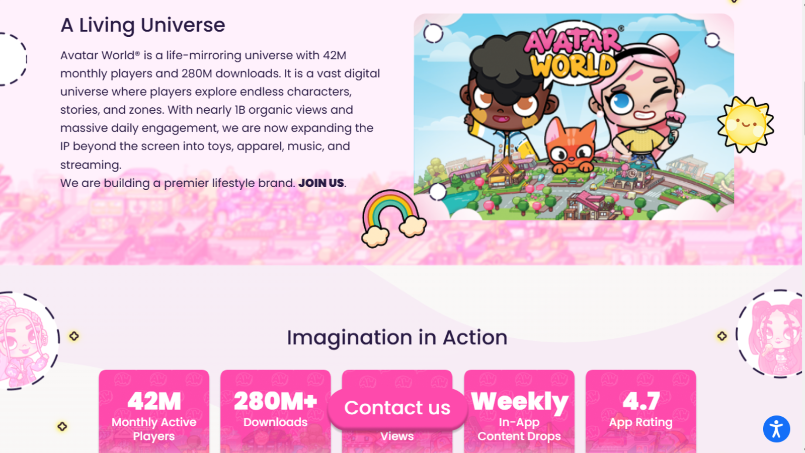 Avec 42 millions de joueurs actifs chaque mois et plus de 280 millions de téléchargements, Avatar World s’impose comme un vaste univers virtuel où les joueurs peuvent créer leurs propres histoires. © Pazu Games Ltd.