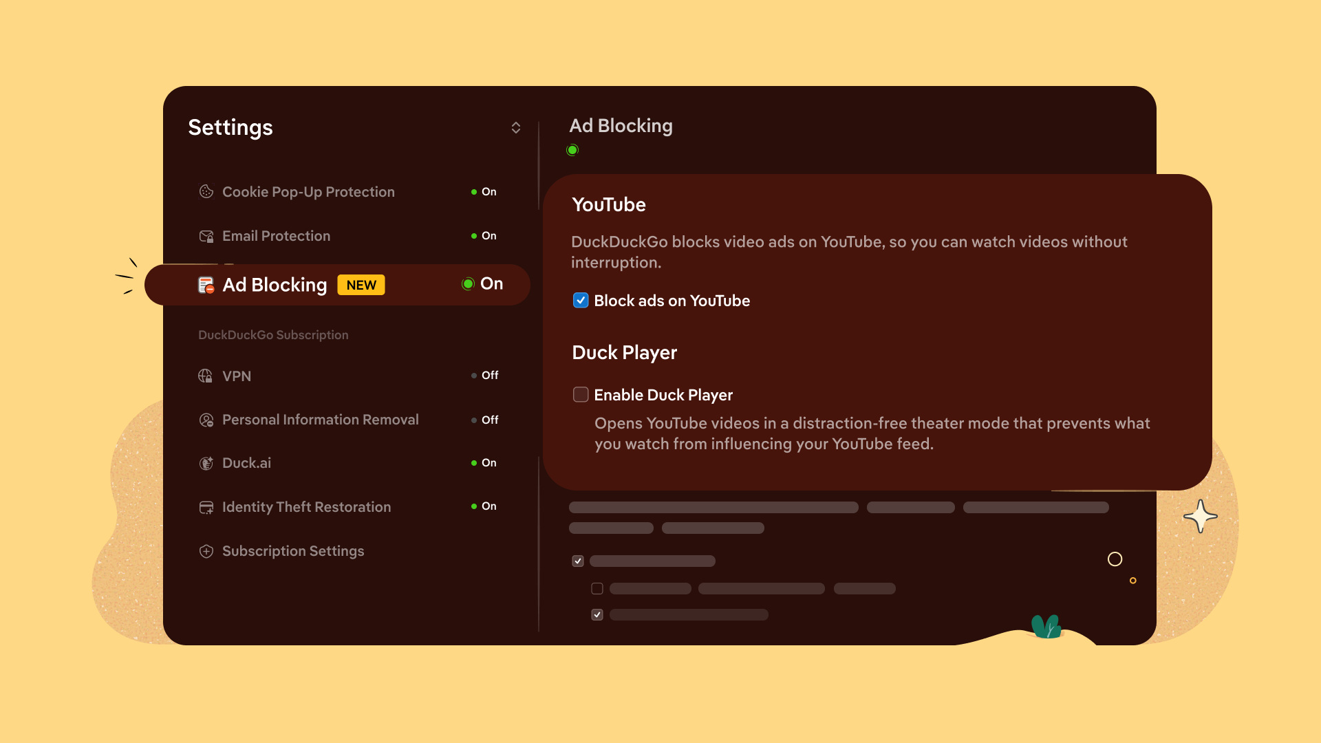 DuckDuckGo s’attaque aux pubs YouTube avec une nouvelle arme intégrée. © DuckDuckGo