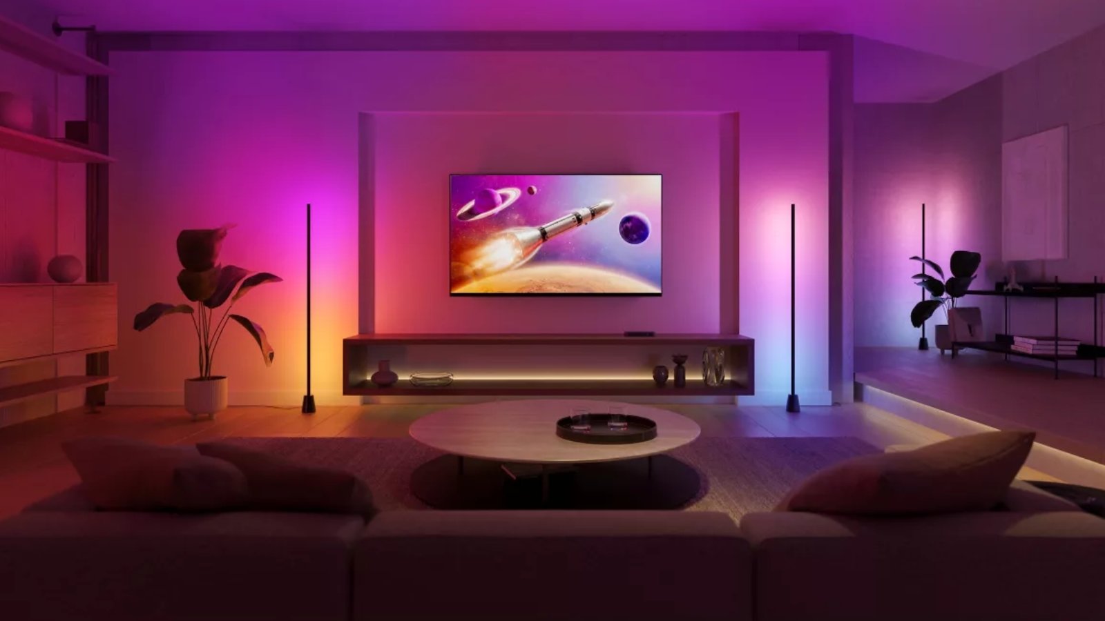 Des lampes moins chères à poser, synchronisées avec la TV ©Philips Hue