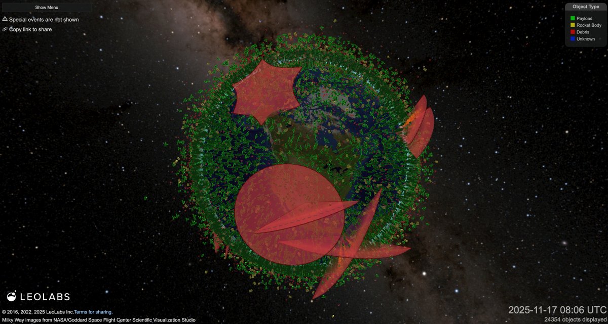 La carte interactive de LeoLabs. ©Capture d'écran / LeoLabs