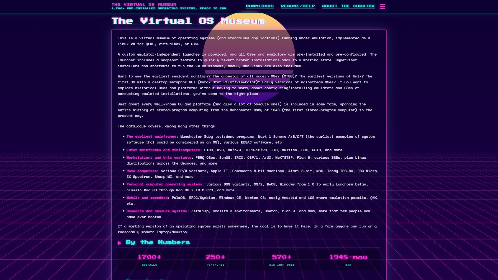 La page d'accueil du musée virtuel des systèmes d'exploitation. ©The Virtual OS Museum