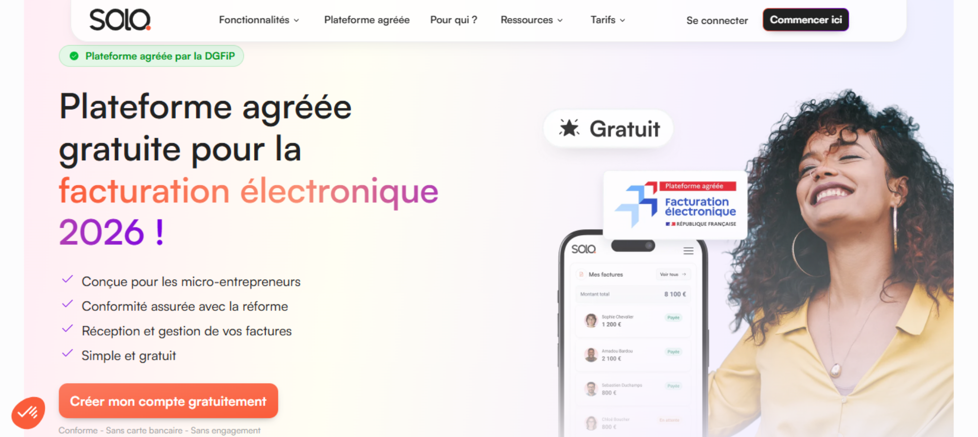 L'offre Start, gratuite et sans engagement, assure la conformité pour la réception des factures