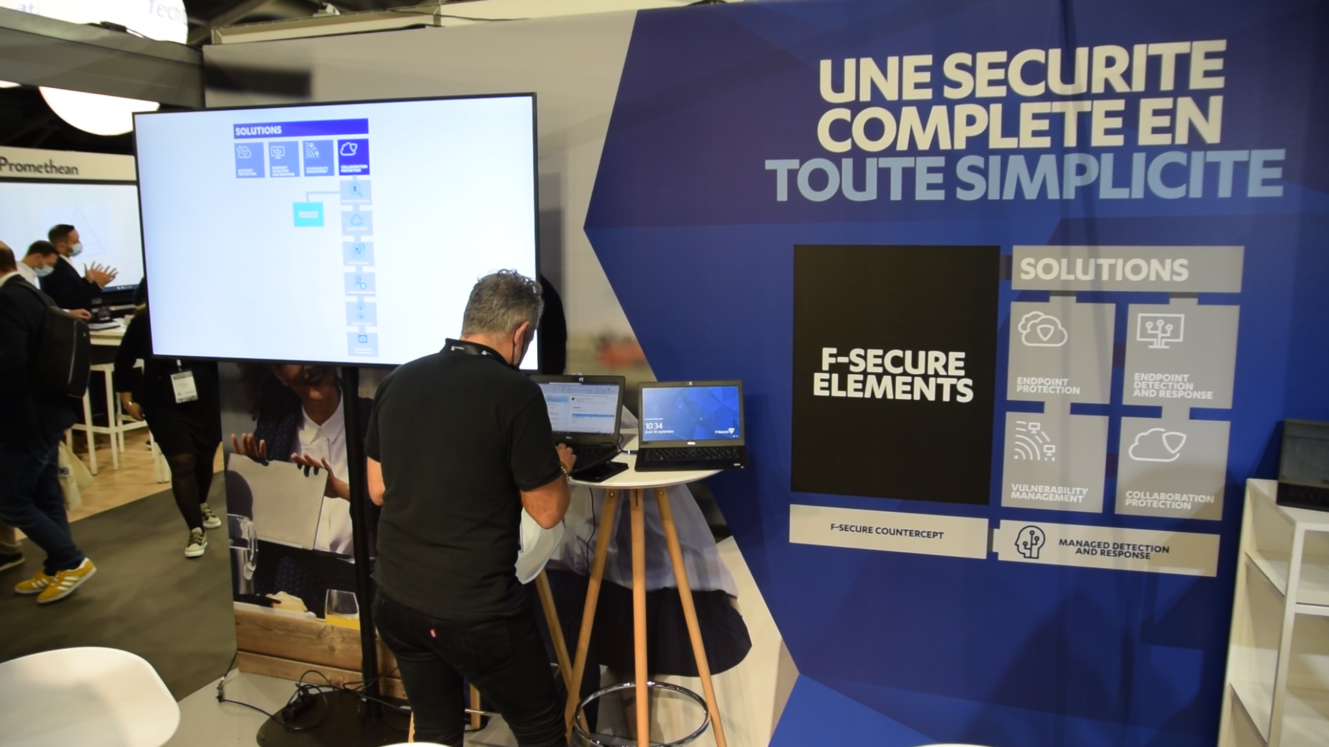 Une partie du stand F-Secure, sur le salon IT Partners 2021 (© Alexandre Boero pour Clubic)