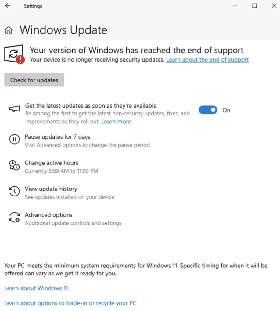Si vous avez souscrit à l'ESU et que Windows Update soutient mordicus que votre PC Windows 10 est en danger, c'est un bug. © Windows Latest