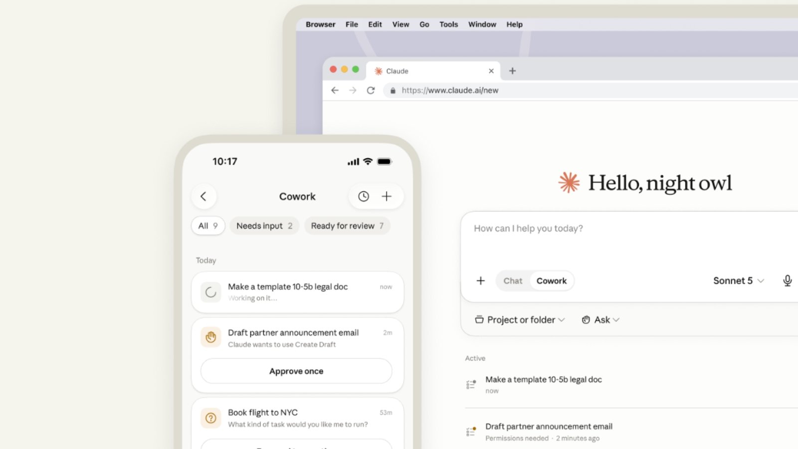 Cowork fonctionne aussi sur mobile pour poursuivre vos tâches en mobilité © Anthropic
