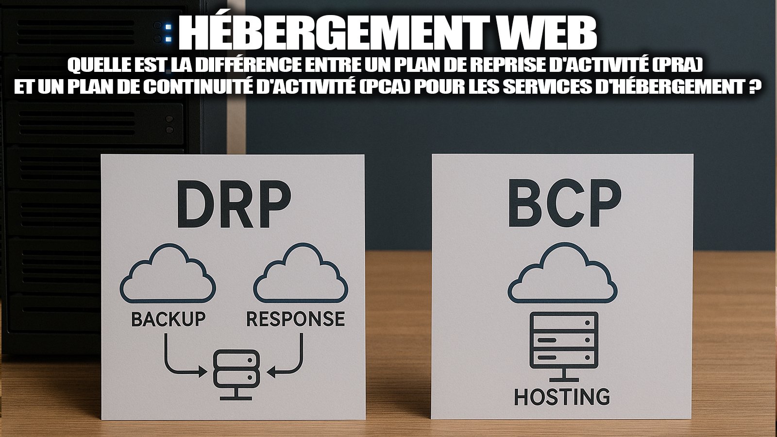 Le PRA et le PCA sont deux approches complémentaires en hébergement web : le premier vise à relancer rapidement les services après une panne, le second à maintenir l’activité malgré les perturbations - © Axel Reghis | OpenAI