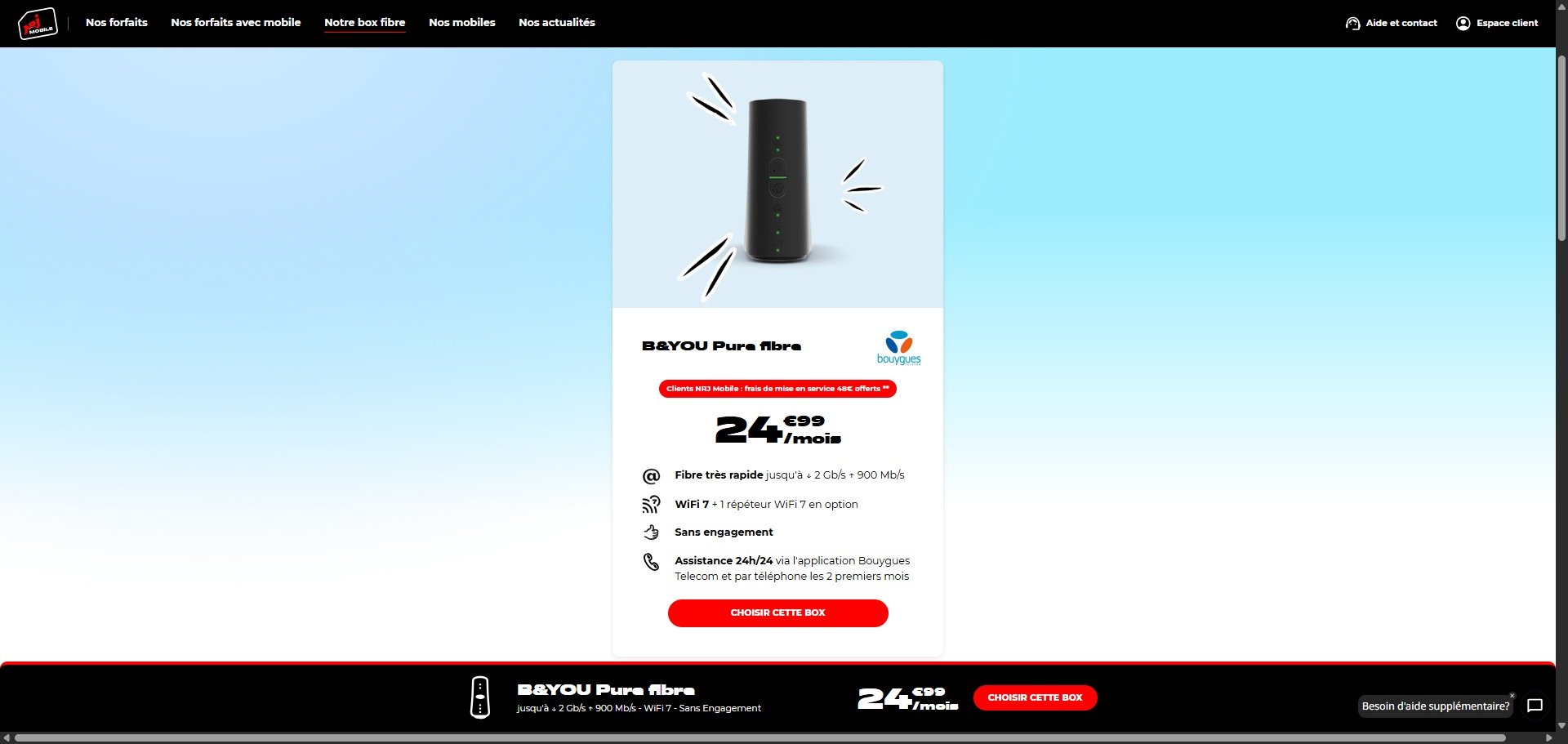 Aperçu de l'offre sur le site de NRJ Mobile. © Alexandre Boero / Clubic