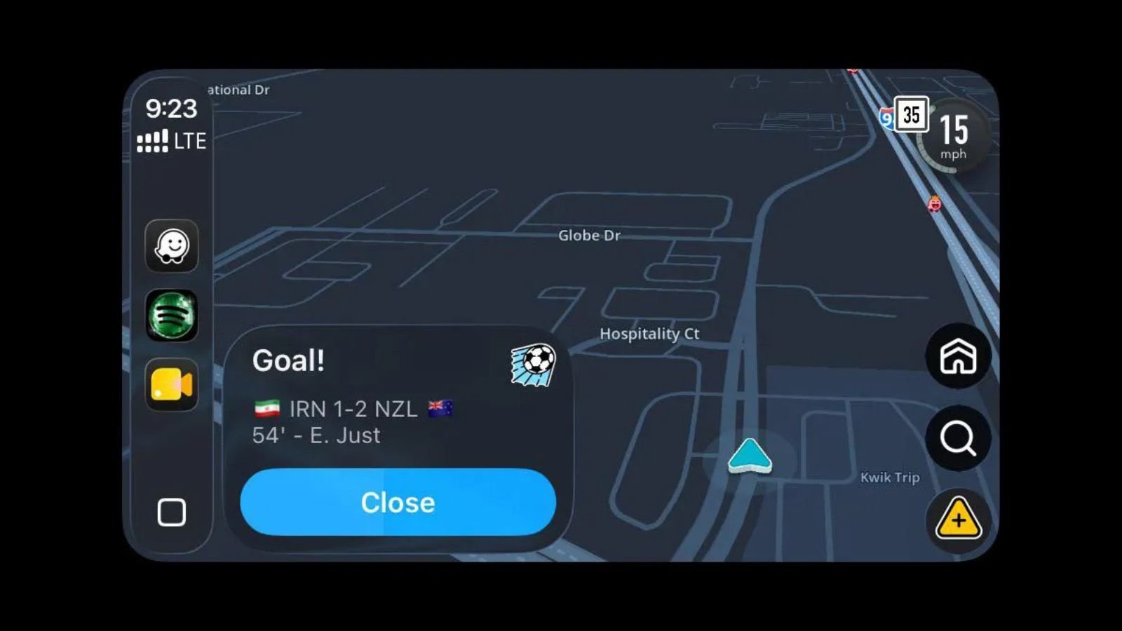 Des alertes pour suivre en direct les matchs de foot. ©Waze/Google/yayoshorti