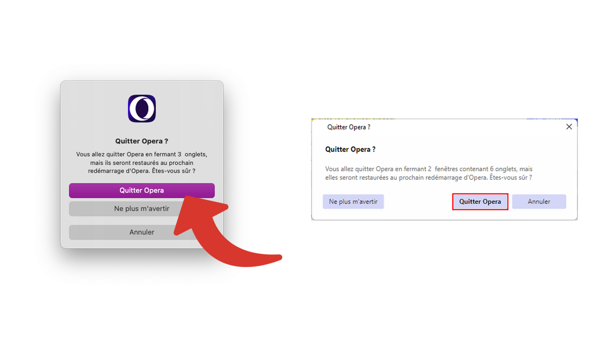 Confirmer la fermeture d'Opera © Clubic