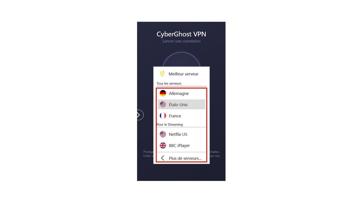 Sélectionnez un serveur parmi ceux du VPN © Pascale Duc