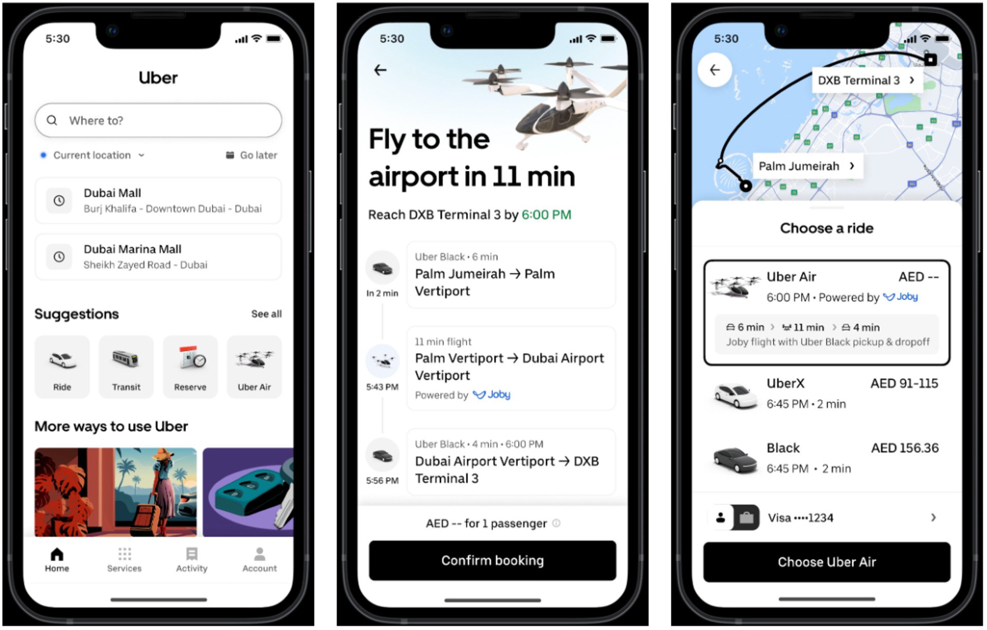 Un aperçu de la fonctionnalité Uber Air. © Uber