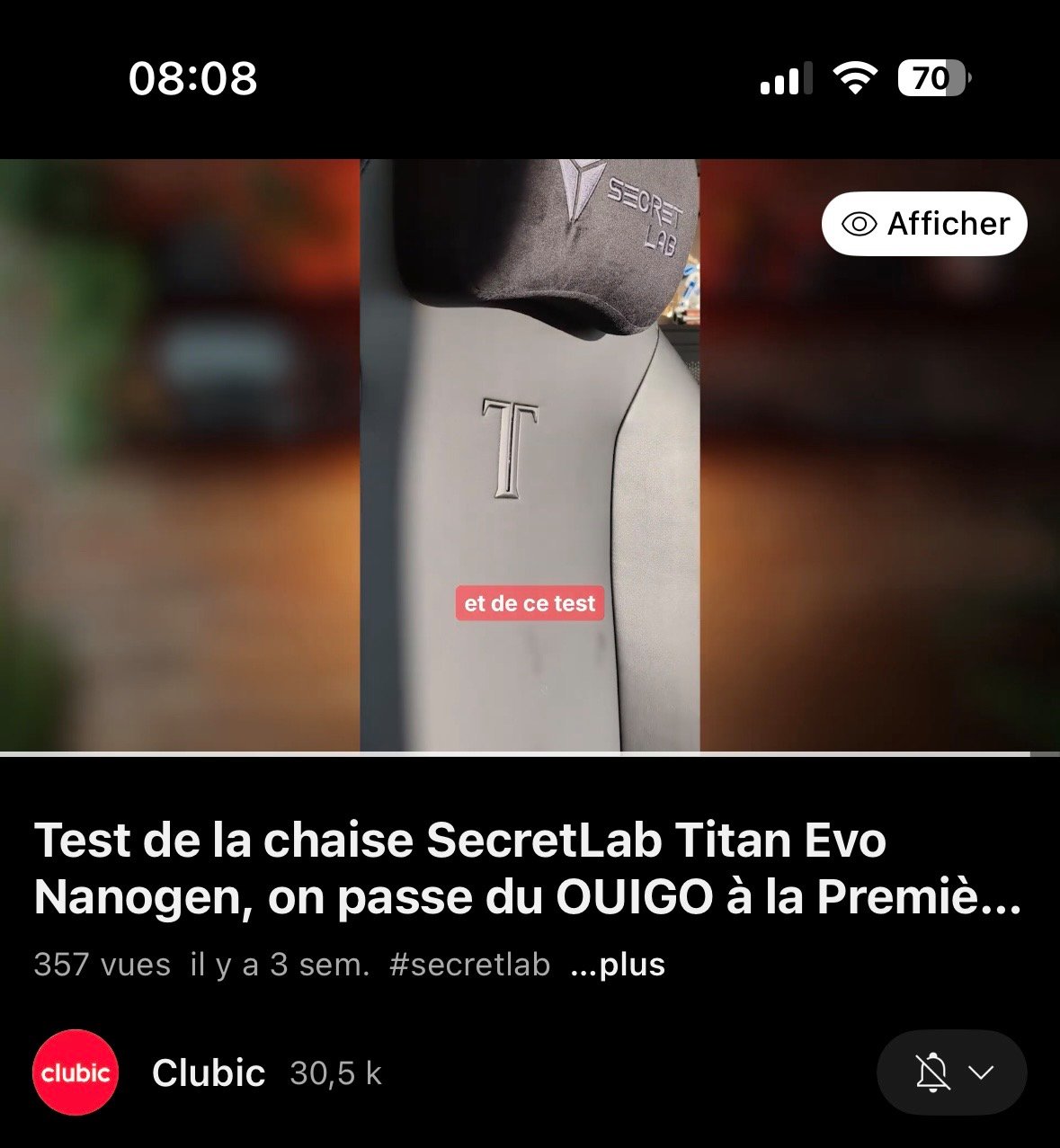 Le bouton « Afficher » vient offrir la possibilité de revenir en arrière, si besoin. © Clubic