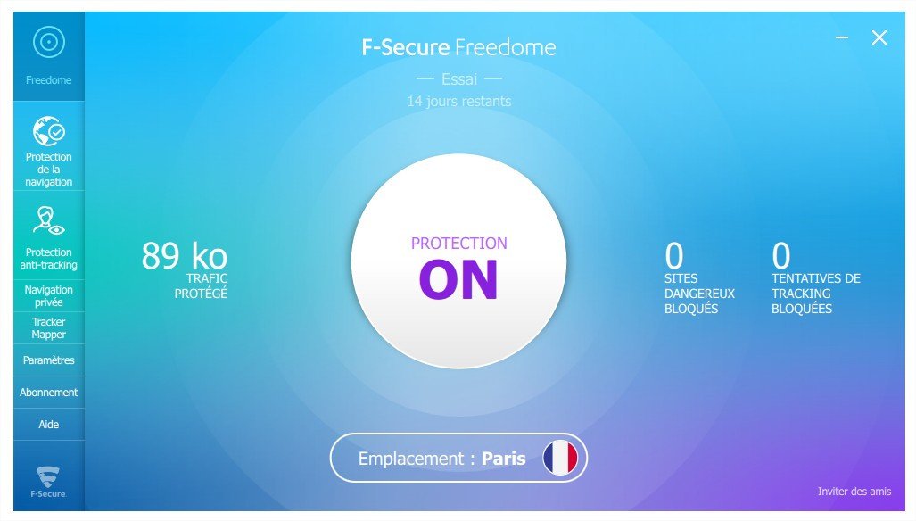 F-Secure Freedome VPN - interface