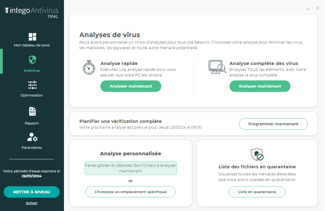 Interface de la solution Intego Antivirus Premium © Intego