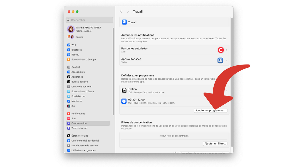 Ajouter un programme pour activer un mode de concentration © Clubic
