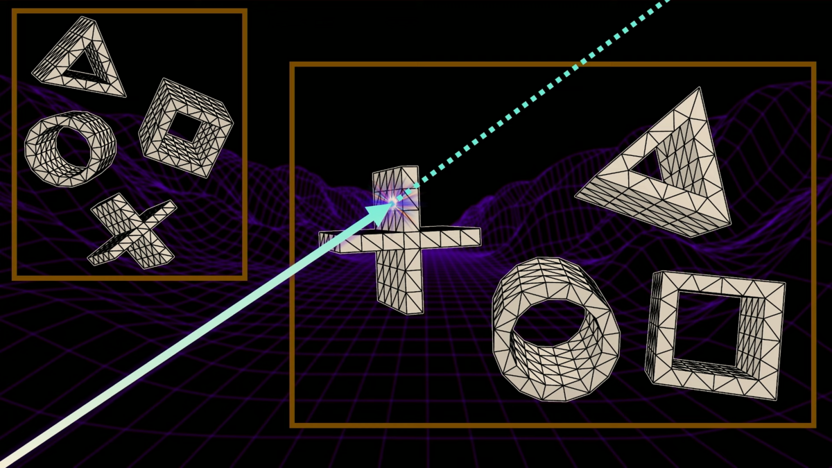 Une représentation artistique des différentes formes géométriques utilisées dans les calculs de ray tracing de la PS5 Pro. © Sony