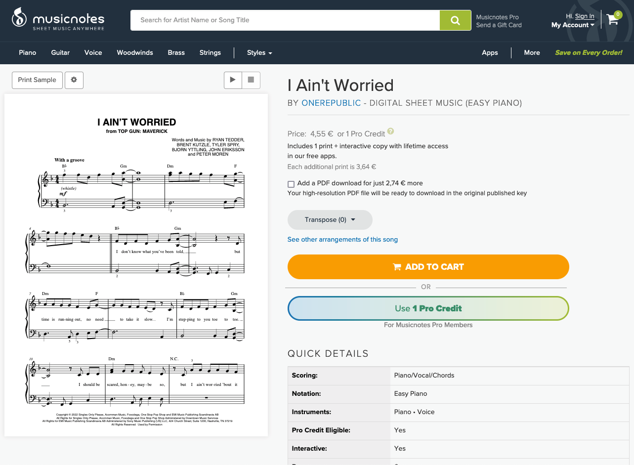 Uaicnotes Télécharger Musicnotes (gratuit) Web, Android, Windows, Mac, iOS - Clubic