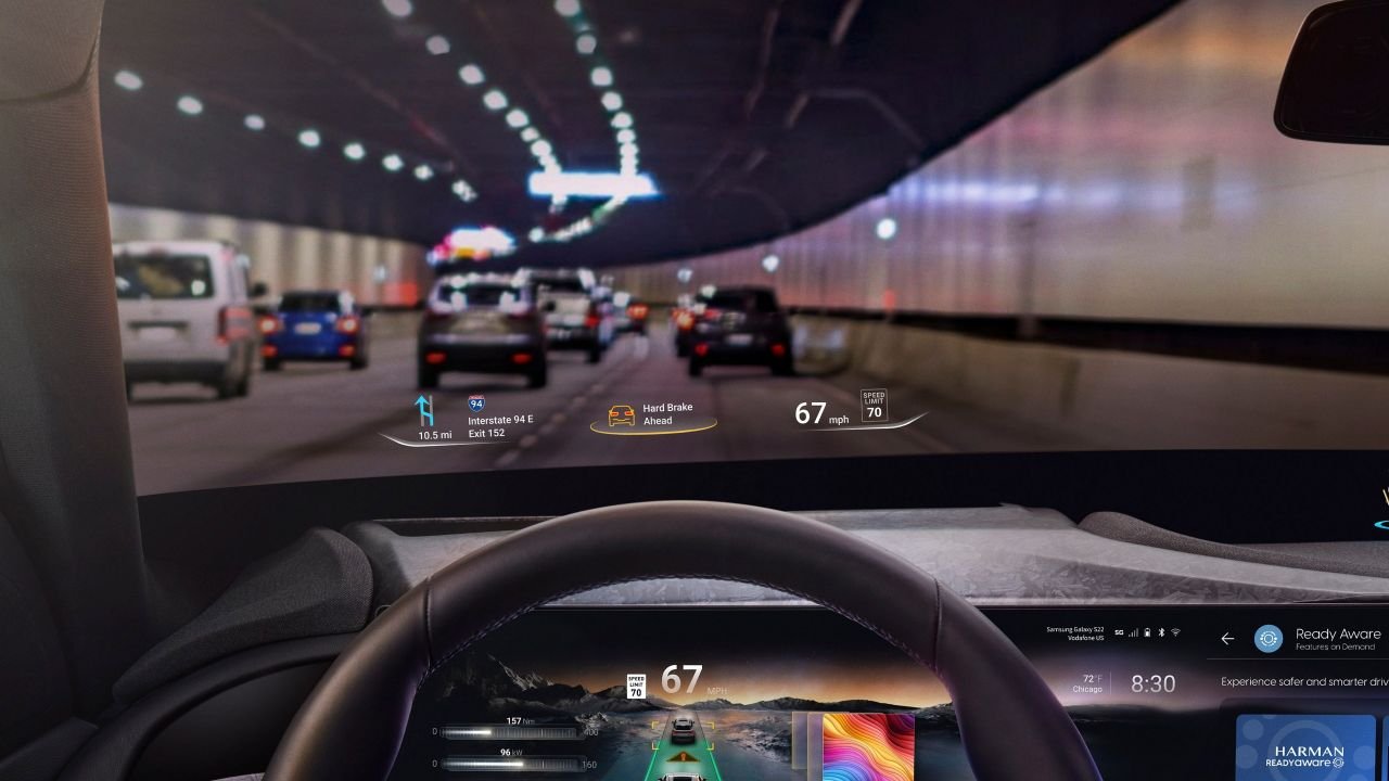 L'affichage tête haute de Ready Aware permet de ne pas quitter les yeux de la route - ©Harman