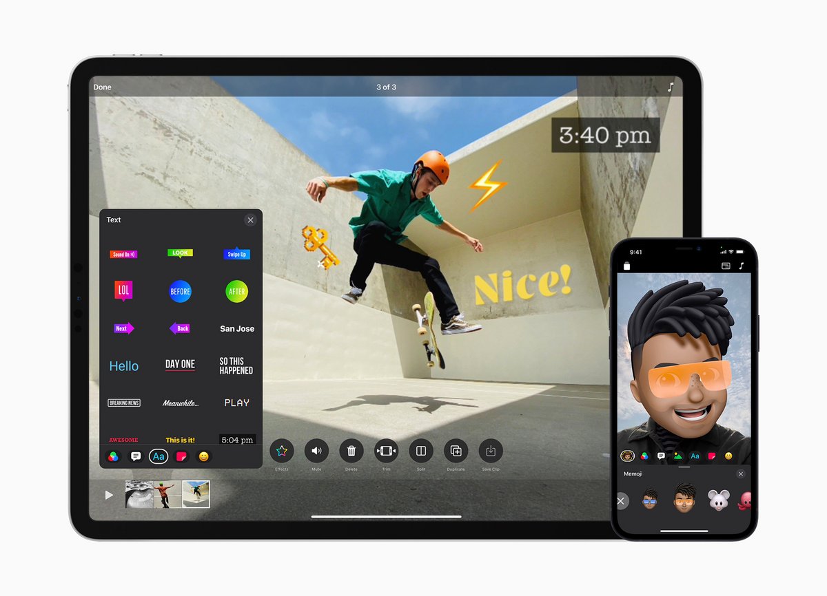 Pensée comme un outil de création de vidéos short-form façon Stories mais sans réseau social intégré, Clips a toujours vécu entre deux mondes. © Apple