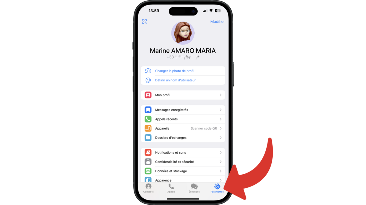 Ouvrir les paramètres de Telegram pour modifier le mot de passe © Clubic