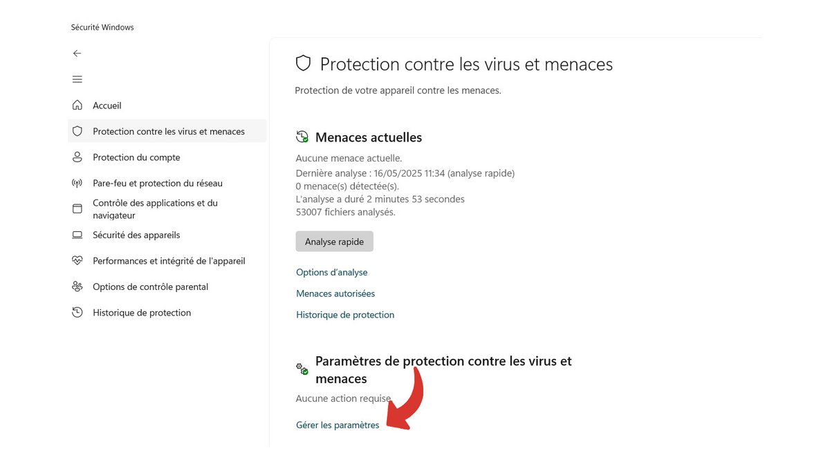 Gérer les paramètres Microsoft Defender - Windows 11 © Pascale Duc pour Clubic
