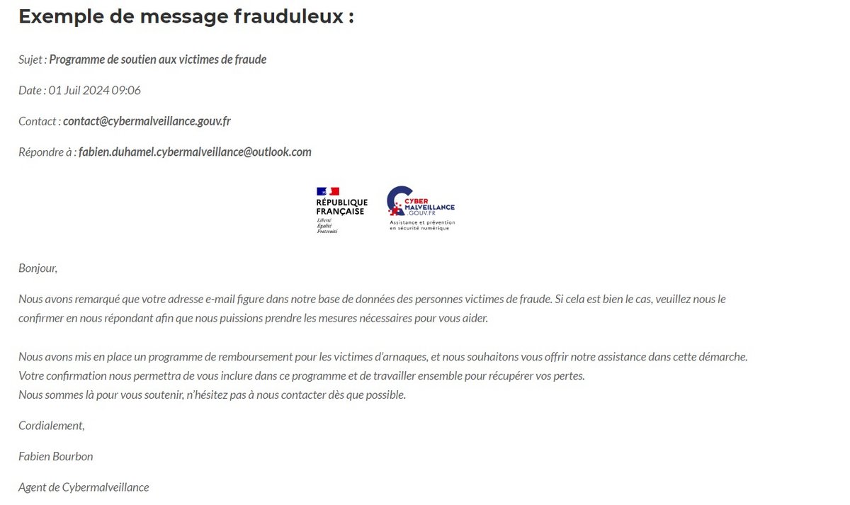 Ne répondez surtout pas à ce mail © Cybermalveillance.gouv.fr