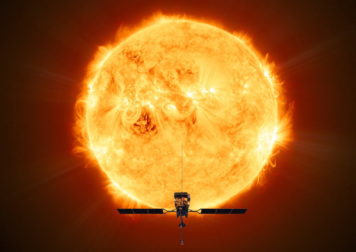 Vue d'artiste de Solar Orbiter devant notre (capricieuse) étoile... © ESA