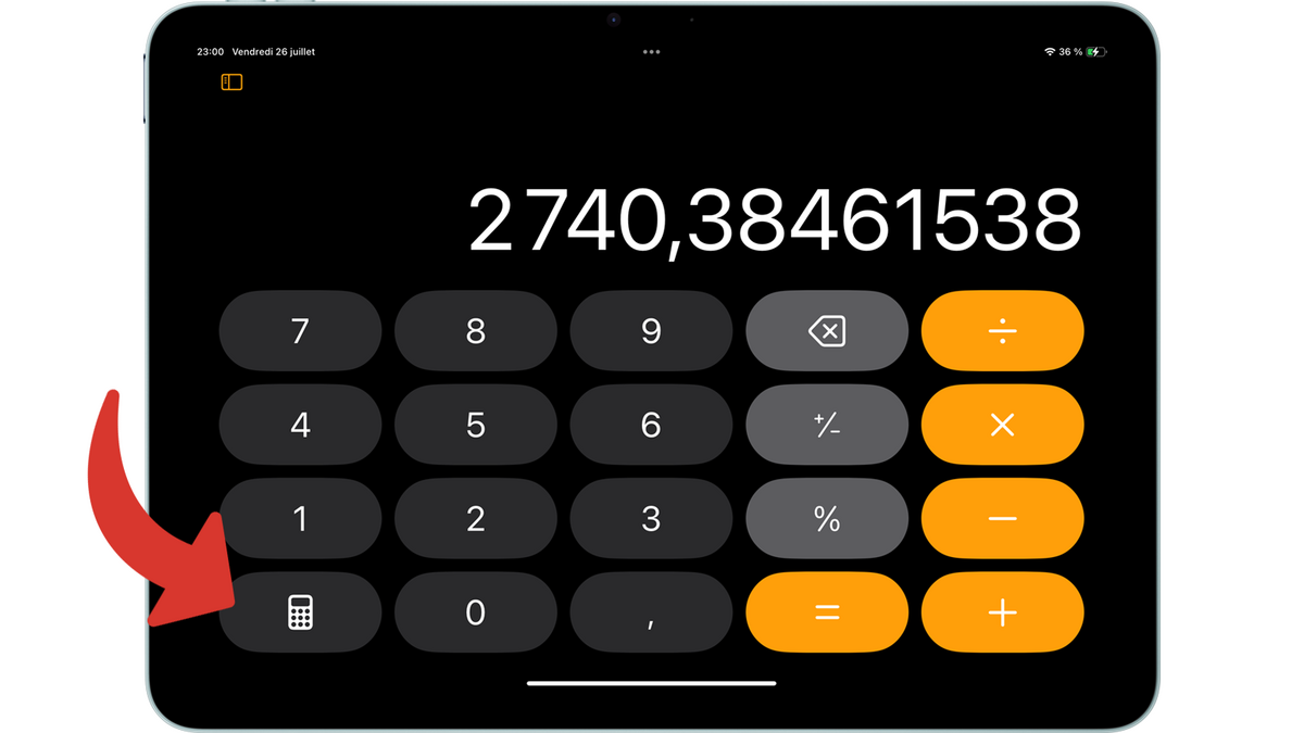 Accéder à plus d'options de la Calculette sur l'iPad © Clubic