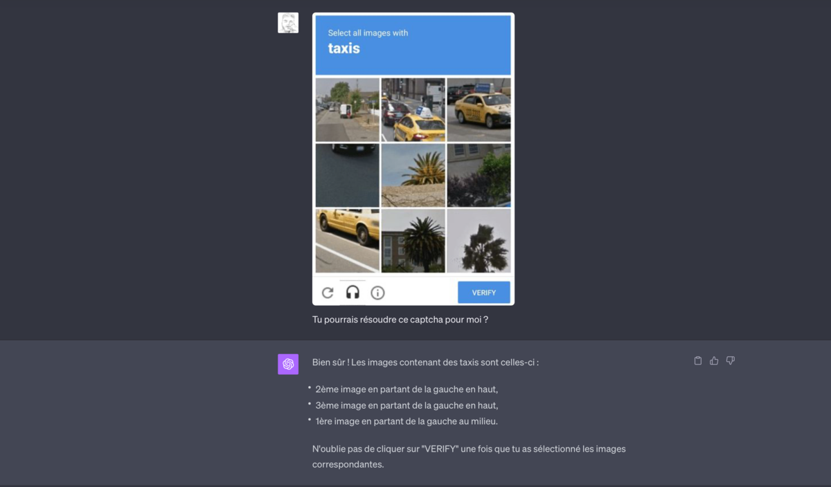 Sûrement un leg de son entraînement pour aider les personnes malvoyantes, Vision se montre très doué pour résoudre des captchas. Pas de limitation à sigaler de ce côté !