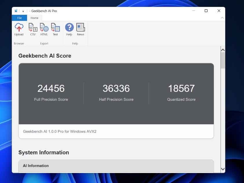 Capture officielle de Geekbench AI © Primate Labs