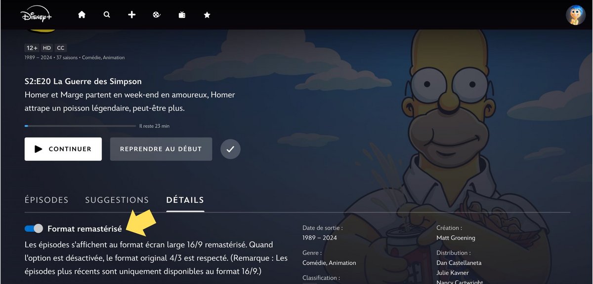 Regardez les Simpsons en 4:3 © Disney+