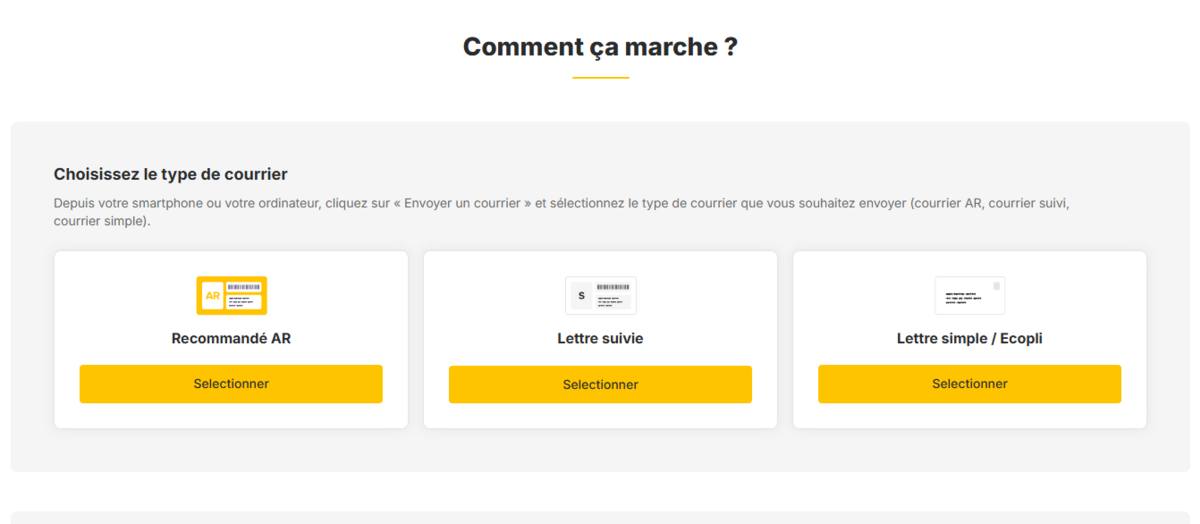 Lettre simple, lettre suivie comme recommandé avec A/R peuvent être traités par Postmee. @Capture Postmee