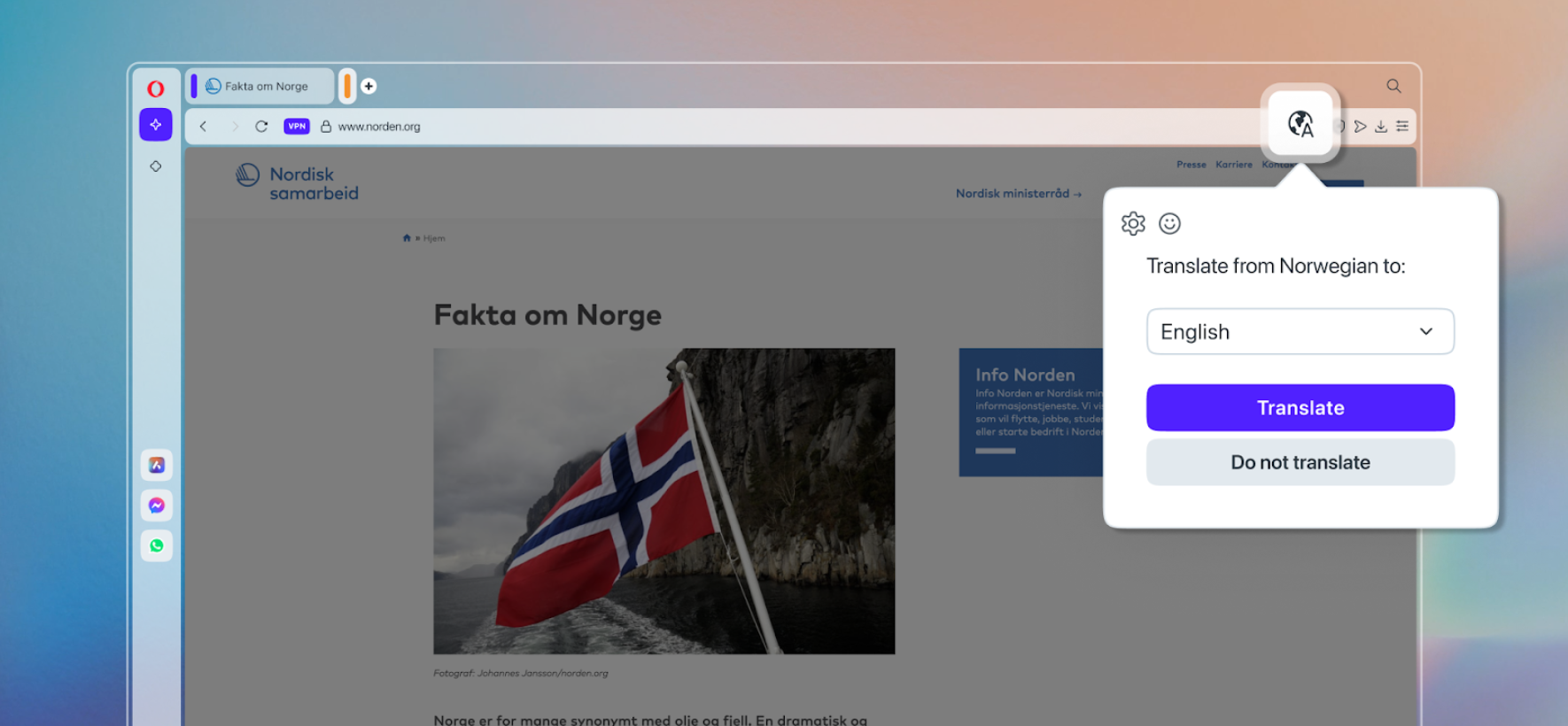 Opera s'offre un traducteur de pages web boosté à l'IA ©Opera