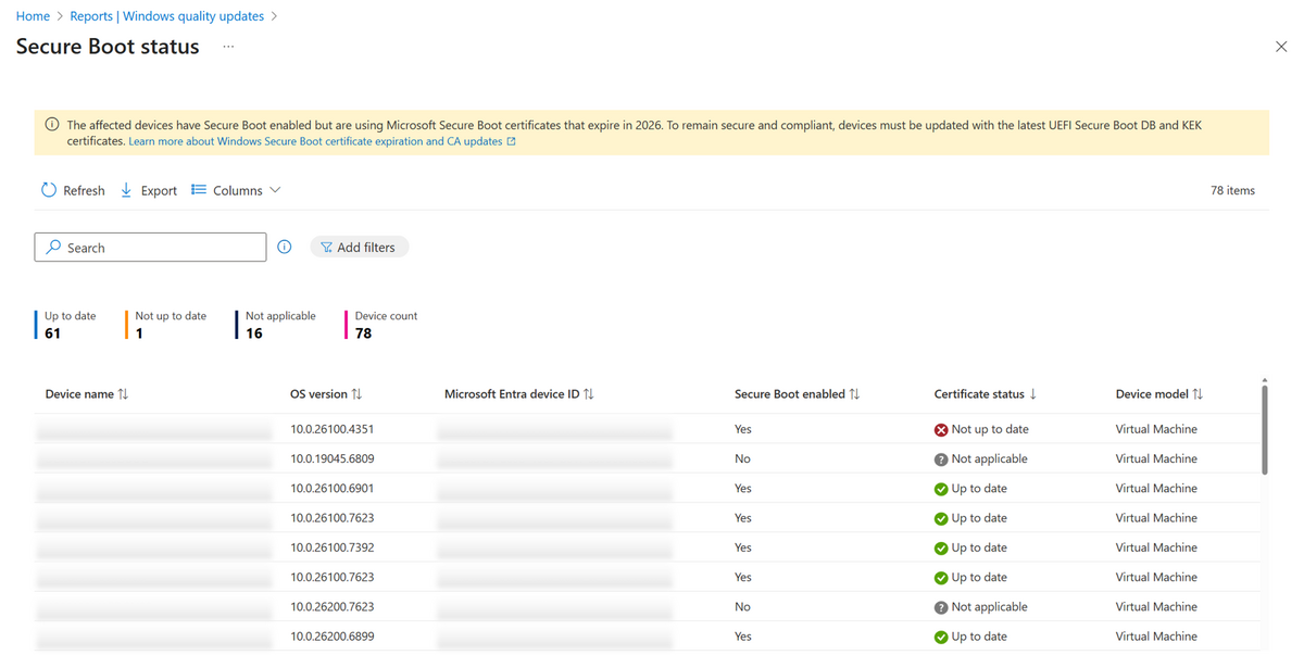 Windows 11 : comment repérer en un clic les PC qui doivent mettre à jour Secure Boot dans votre entreprise. © Microsoft