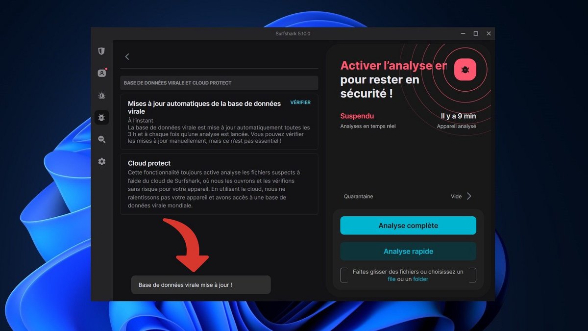 Surfshark Antivirus - La base de données virale est à jour © Clubic