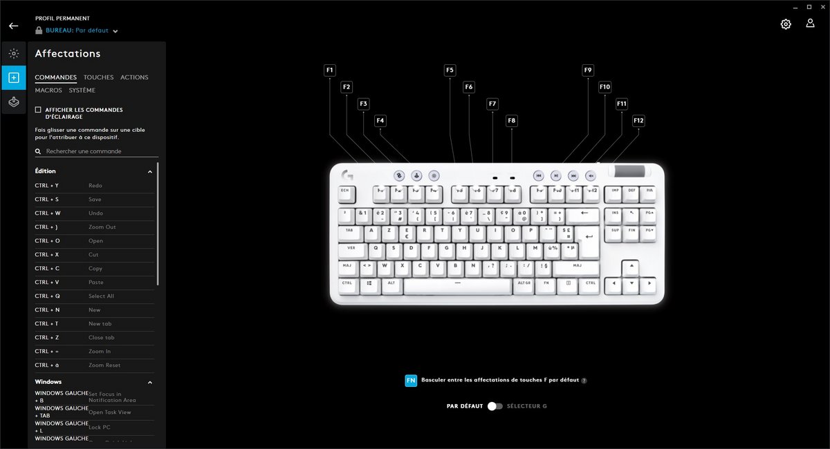 Test Logitech G715 Lightspeed - G HUB