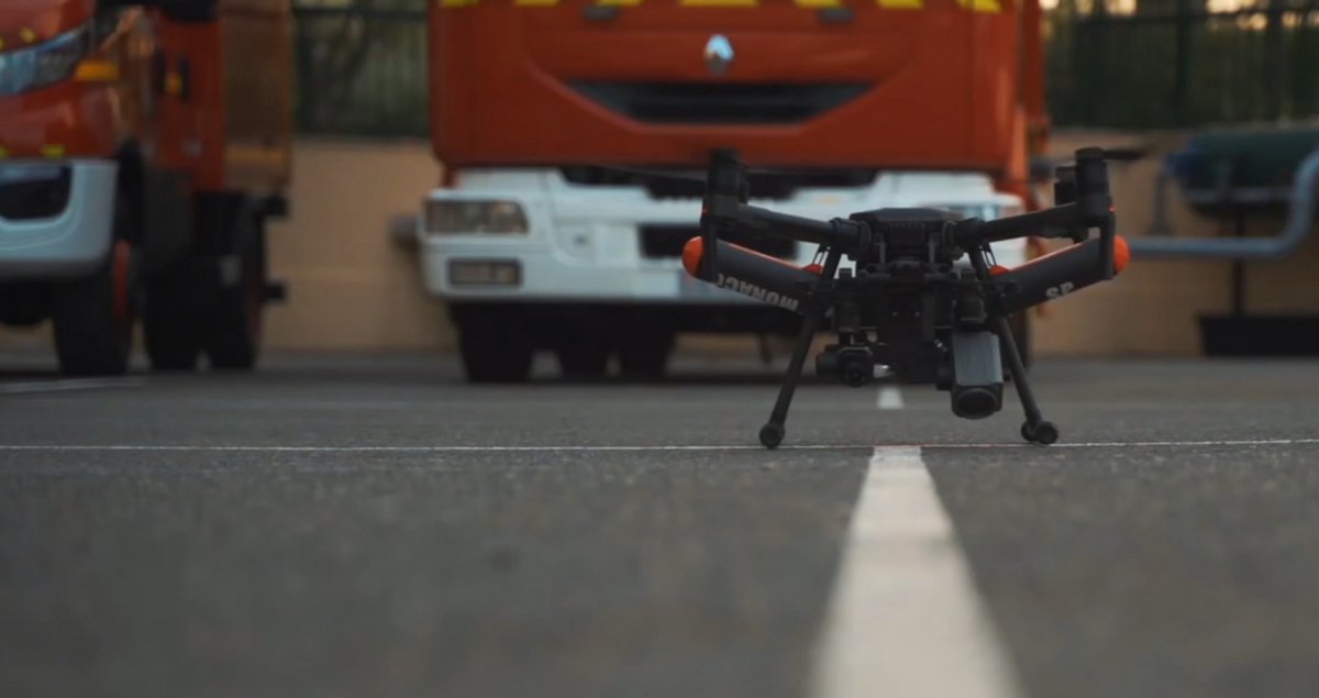 Un drone des pompiers de Monaco, utilisé grâce à la technologie 5G (© Monaco Telecom)