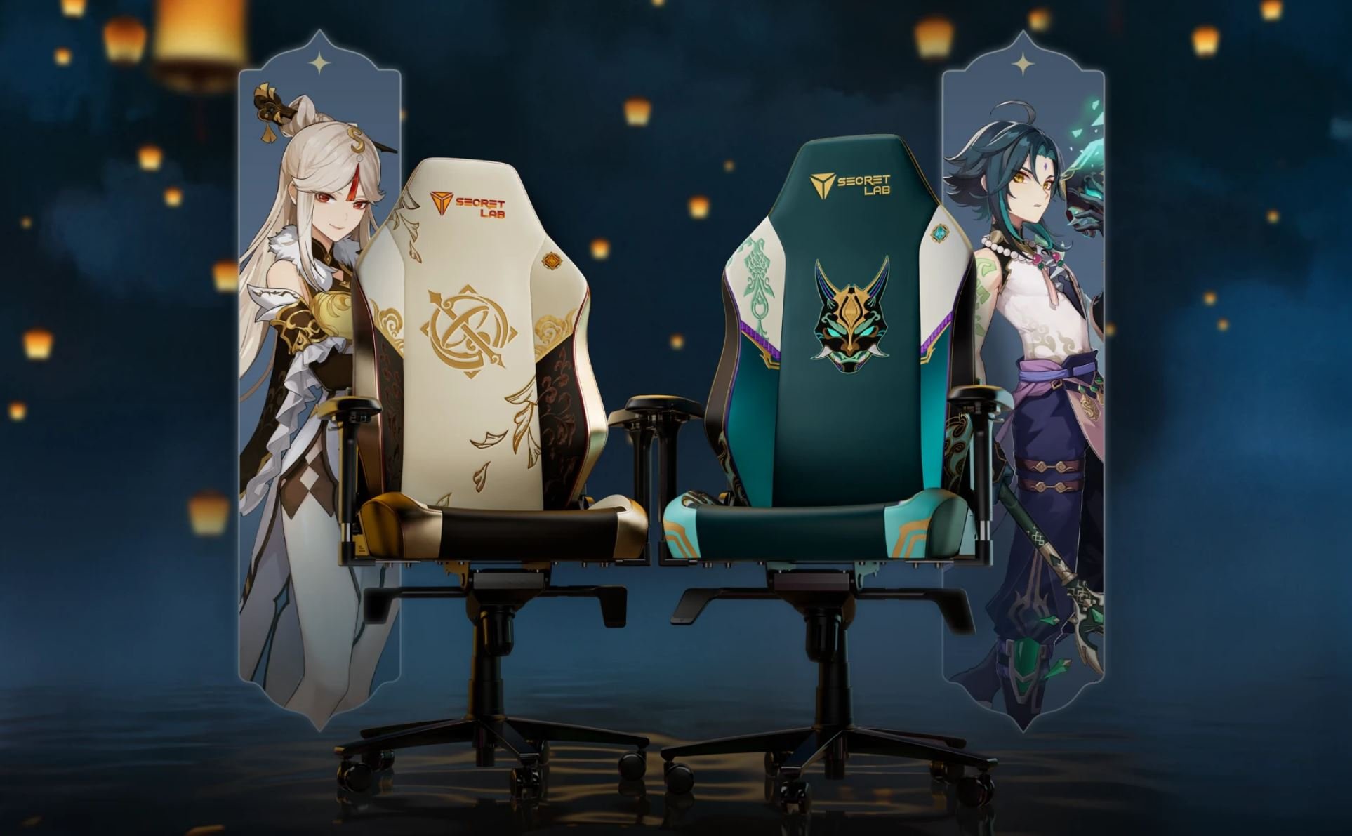 Les fauteuils gaming Secretlab Titan Evo aux couleurs de Genshin Impact. ©Secretlab