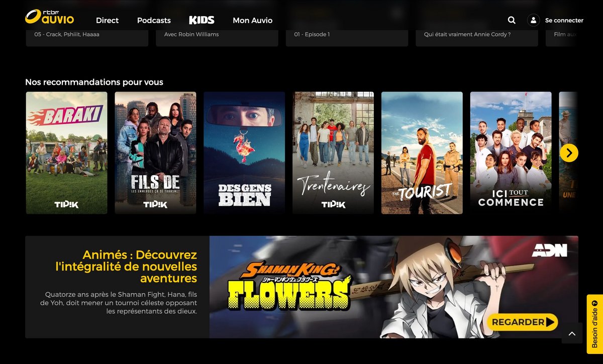 Une plateforme de SVoD et de rattrapage belge. ©RTBF Auvio