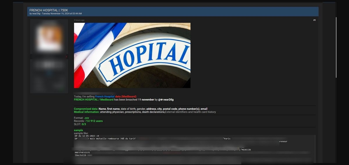 Une capture d'écran de la fuite exhibée sur un forum par le cybercriminel © Clubic