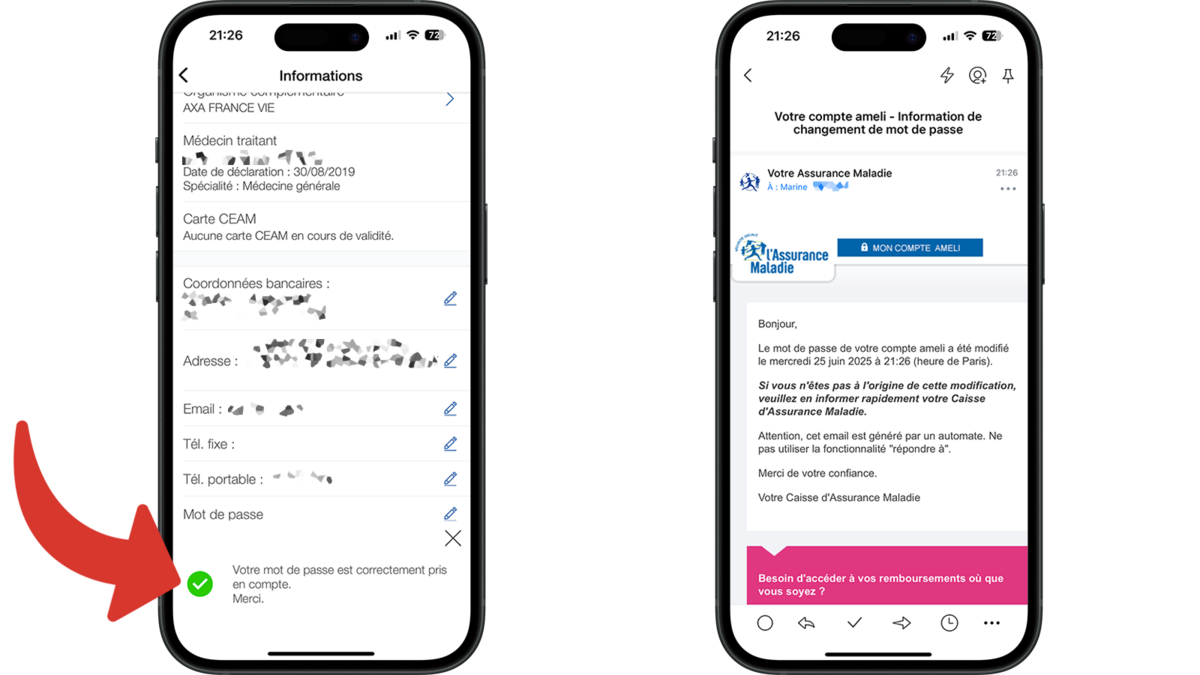 L'Assurance Maladie confirme la modification du mot de passe © Clubic