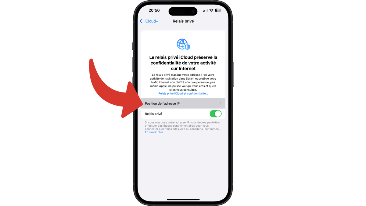 Accéder aux réglages concernant l'adresse IP lorsque le Relais privé iCloud est activé © Clubic