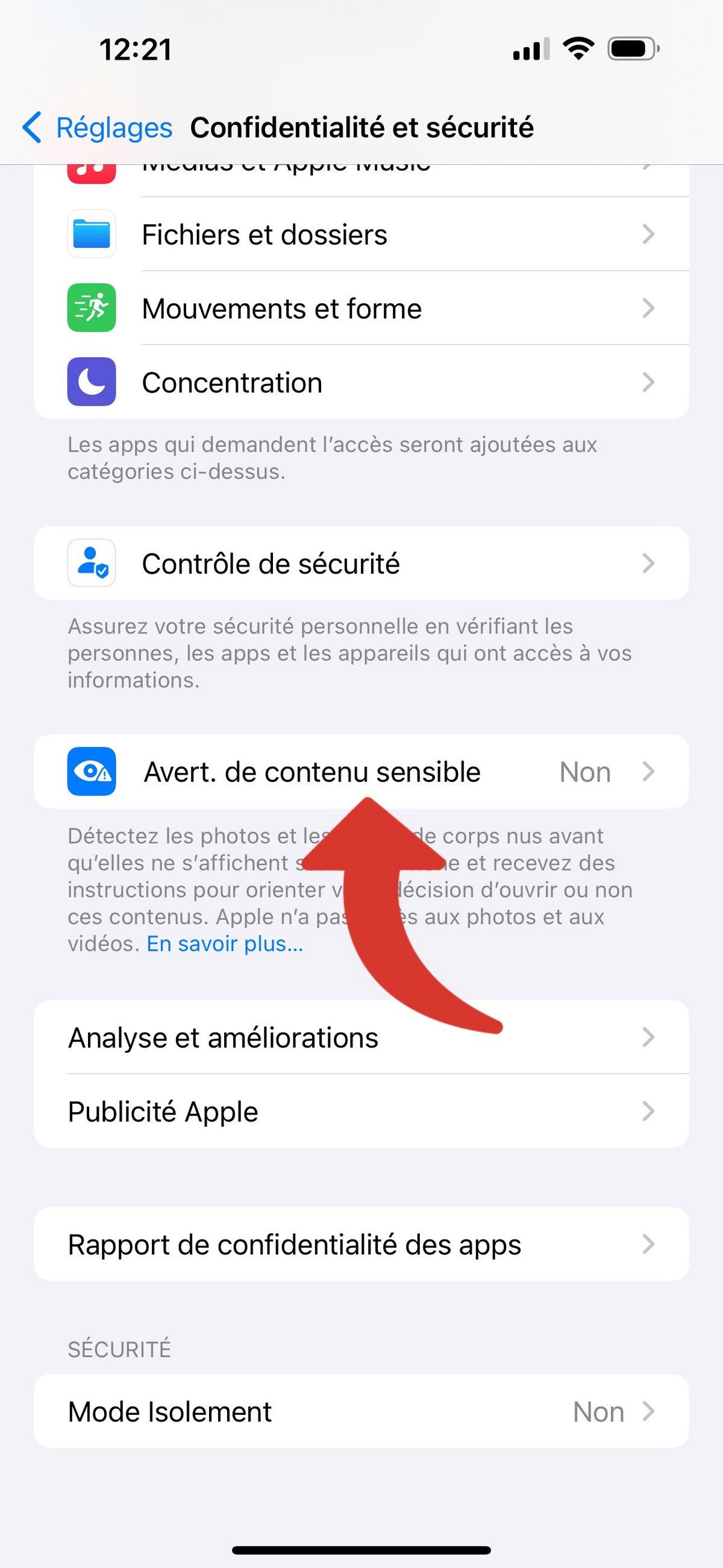 iOS 17 Avertissement photos