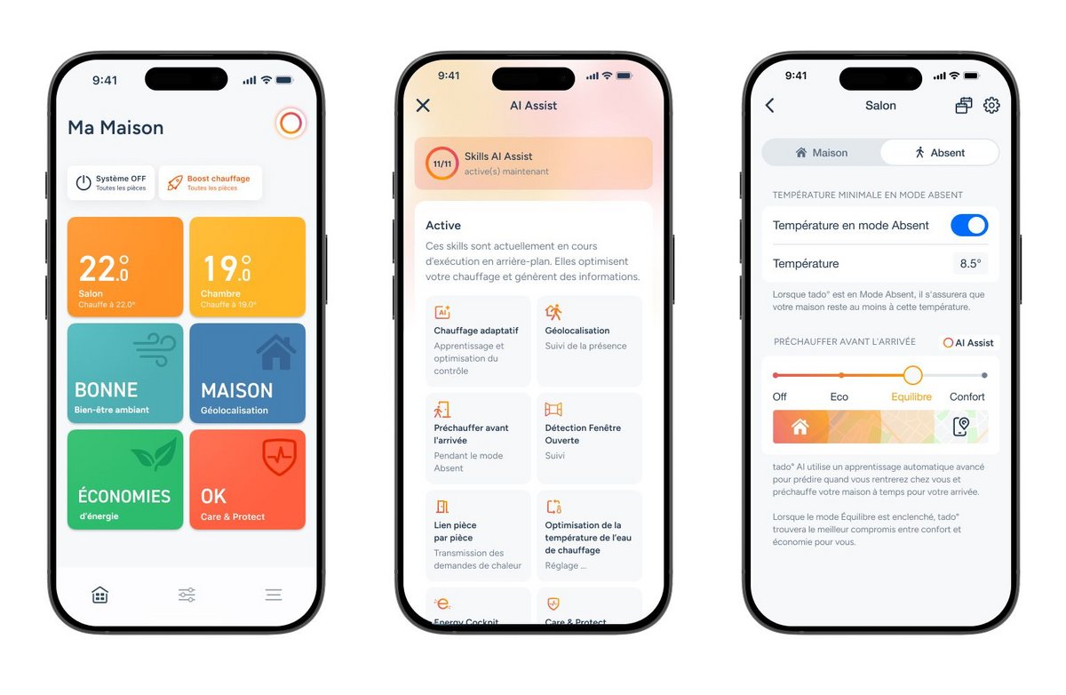 AI Assist se charge d'automatiser certaines tâches, mais aussi d'anticiper et d'ajuster en temps réel si besoin. ©Tado