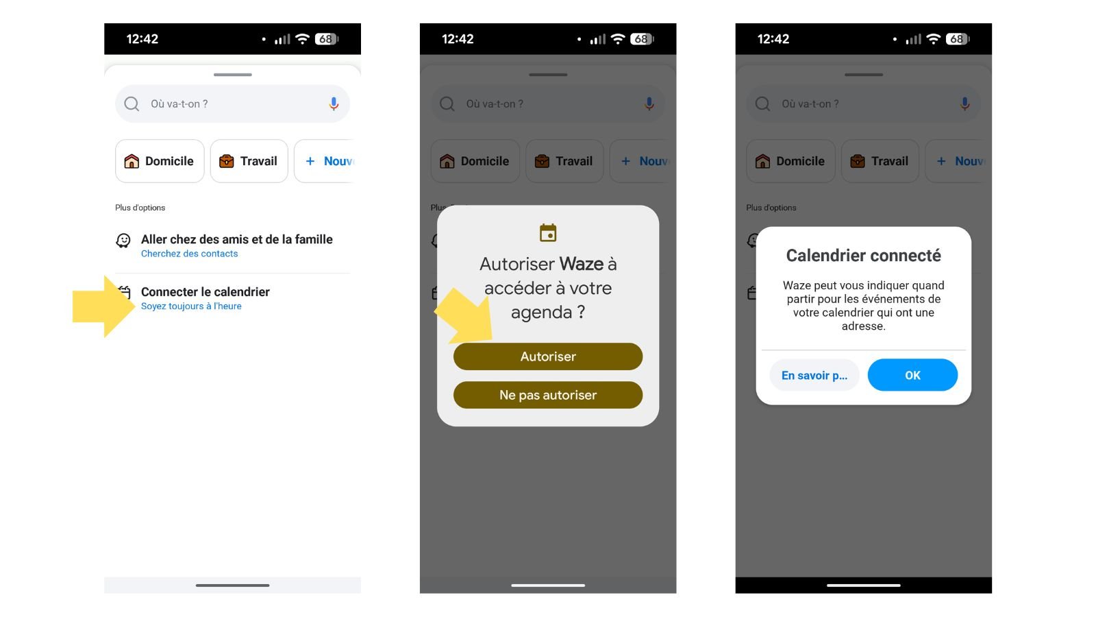 Connectez votre calendrier. ©Waze