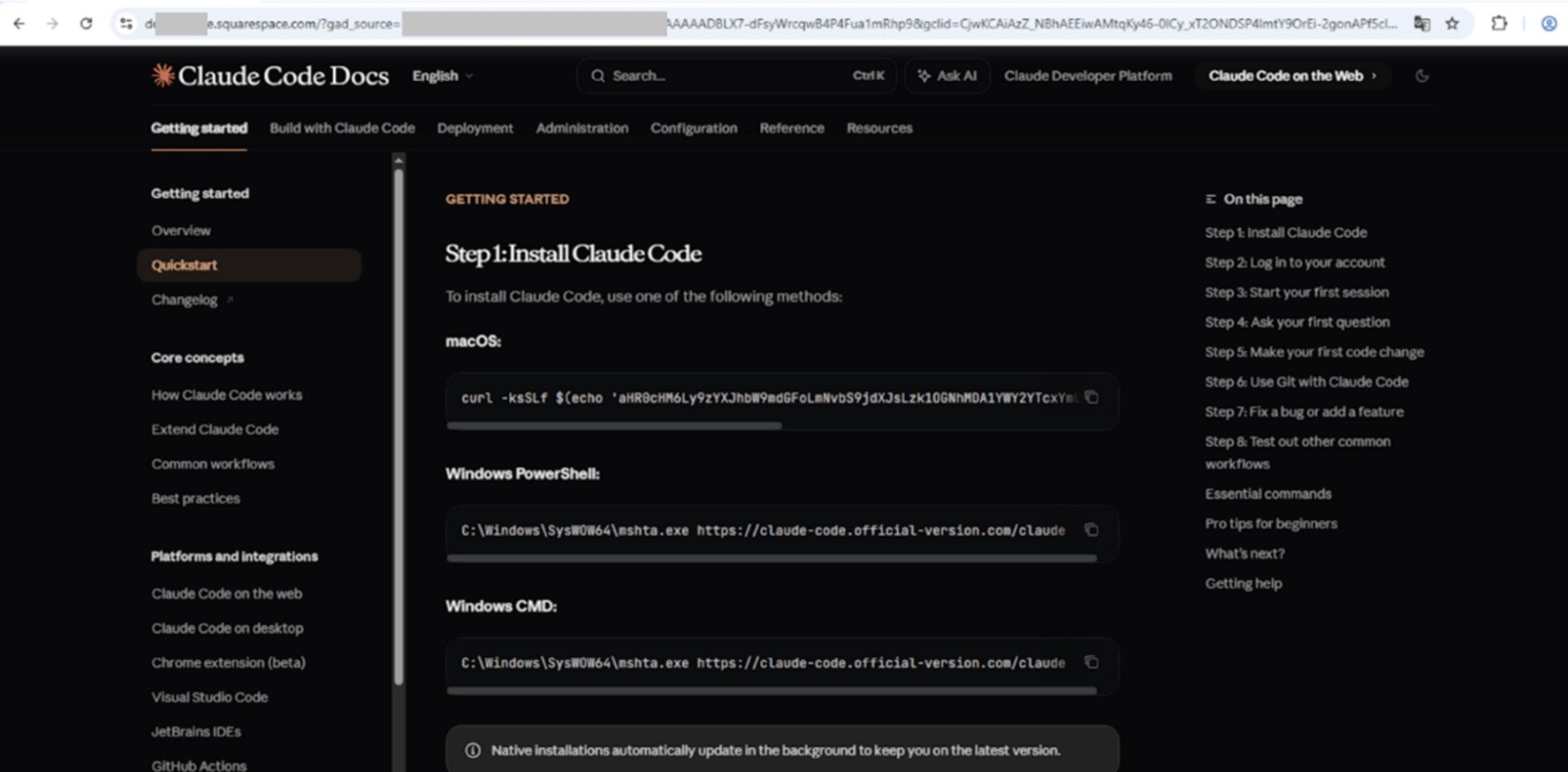 Une page Claude frauduleuse. © Kaspersky