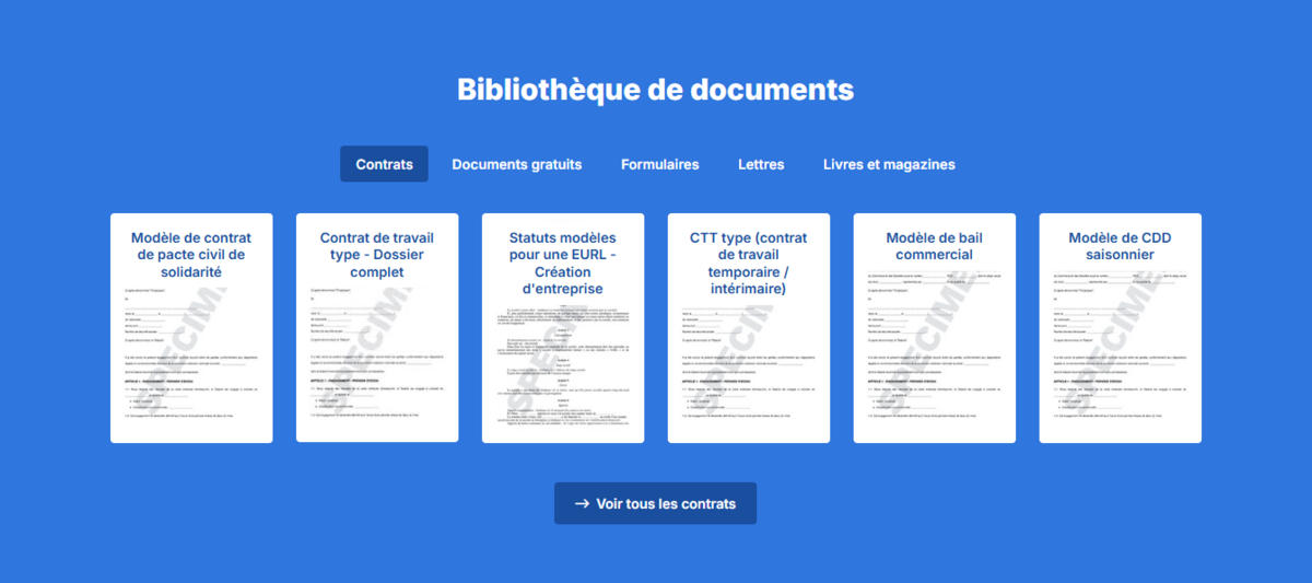 Voici les différentes catégories de documents disponibles. © Capture Startdoc