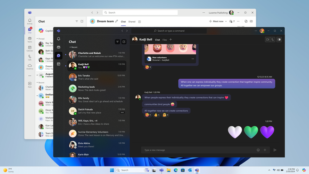 La nouvelle application unifiée Microsoft Teams regroupera vos différents comptes © Microsoft